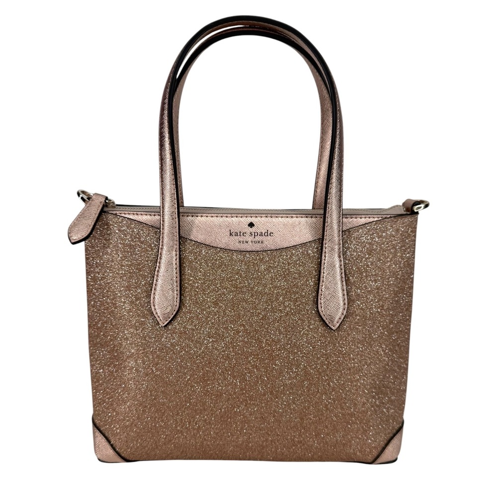 Kate Spade Shimmy Glitter Satchel Tote Handbag Rose Gold‎ Metallic Special Event